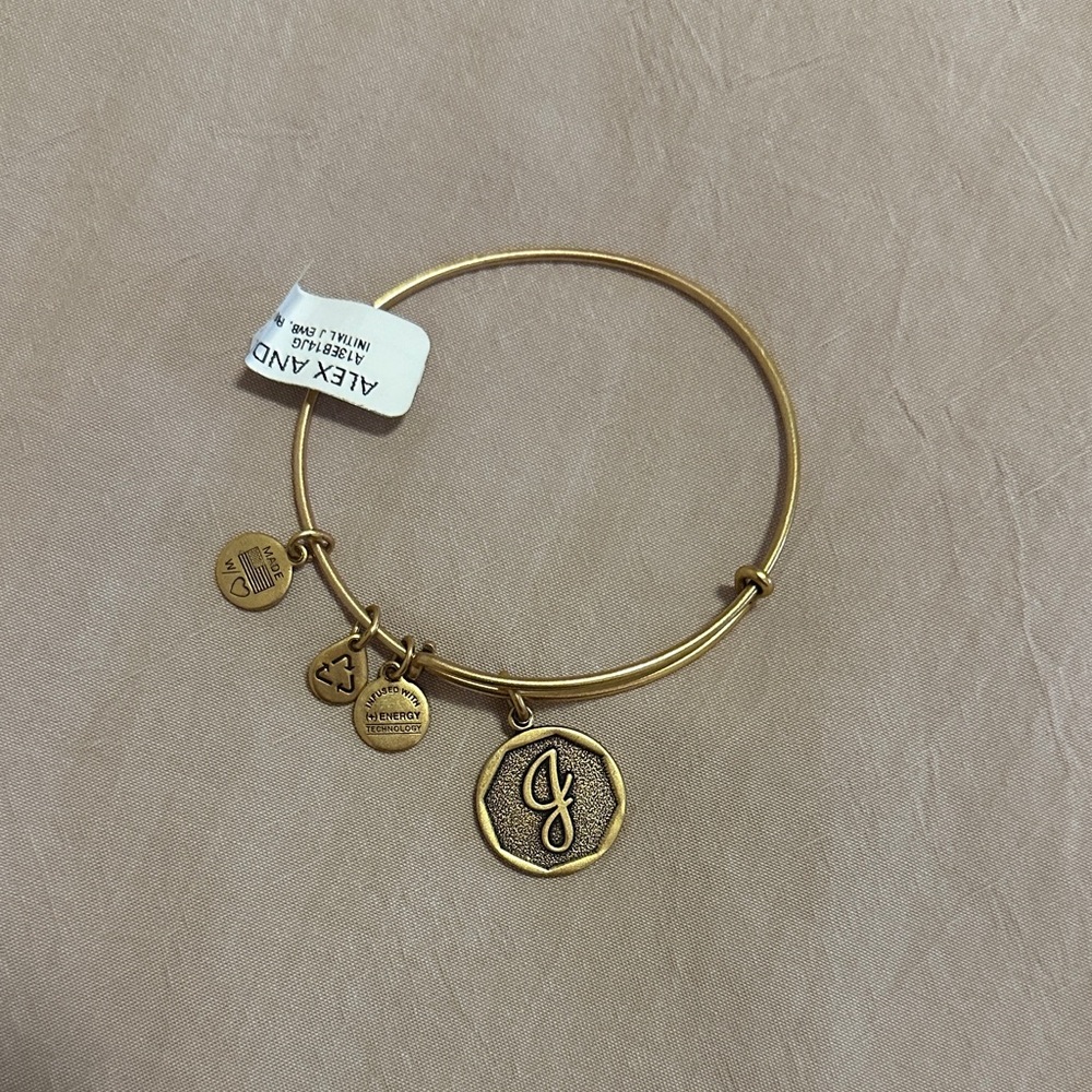 NWT Alex & Ani ‘J’ initial bracelet